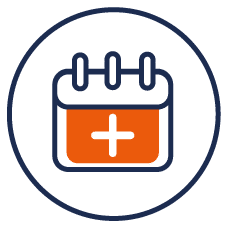 Calendar A calendar Icon with orange and blue colors.