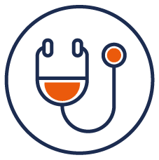 Consultation A healthcare consultation icon with orange and blue colors.