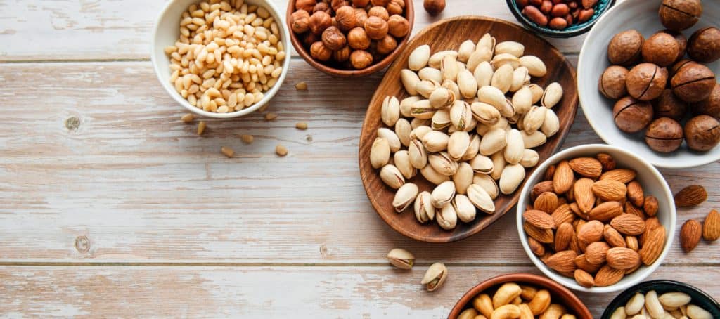 An array of different nuts on a table