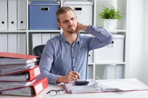 Man with chronic neck pain of the cervical