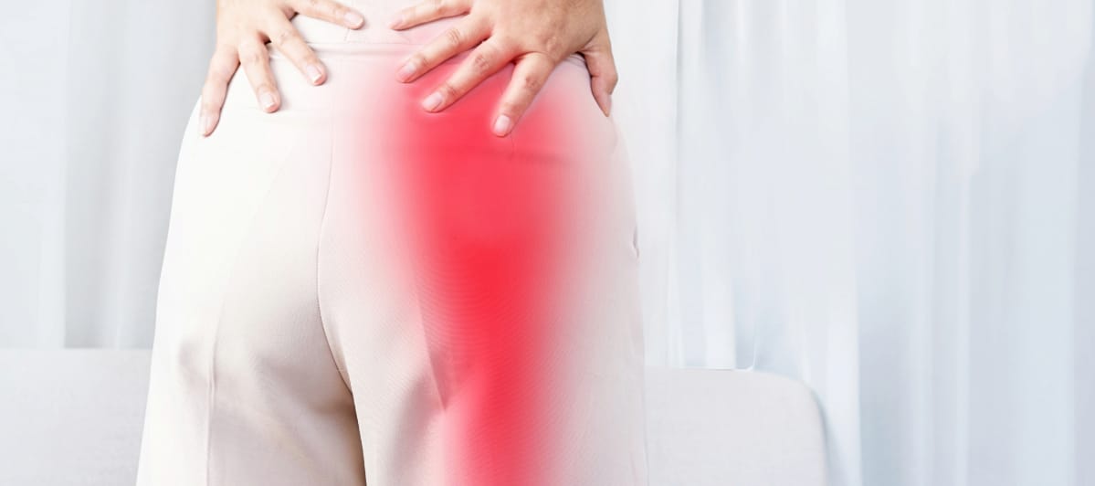 Relieving Spinal Stenosis Pain Non-Surgical Treatment Options-2-Radiating Pain An image of pain radiating from the buttocks down the leg due to spinal stenosis