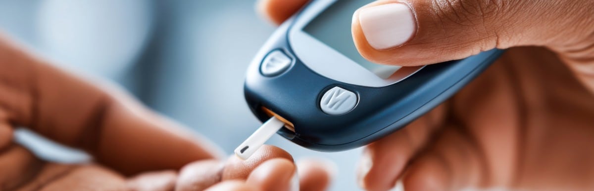 The Science Behind Glucose Measuring Strips-3 A person uses a glucose measuring strip and device to find a glucose level