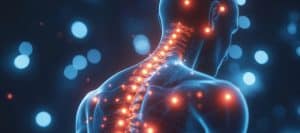 A simulated image of the spine and nervous system during neural therapy