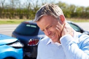 Neck injury from whiplash showing cervical pain